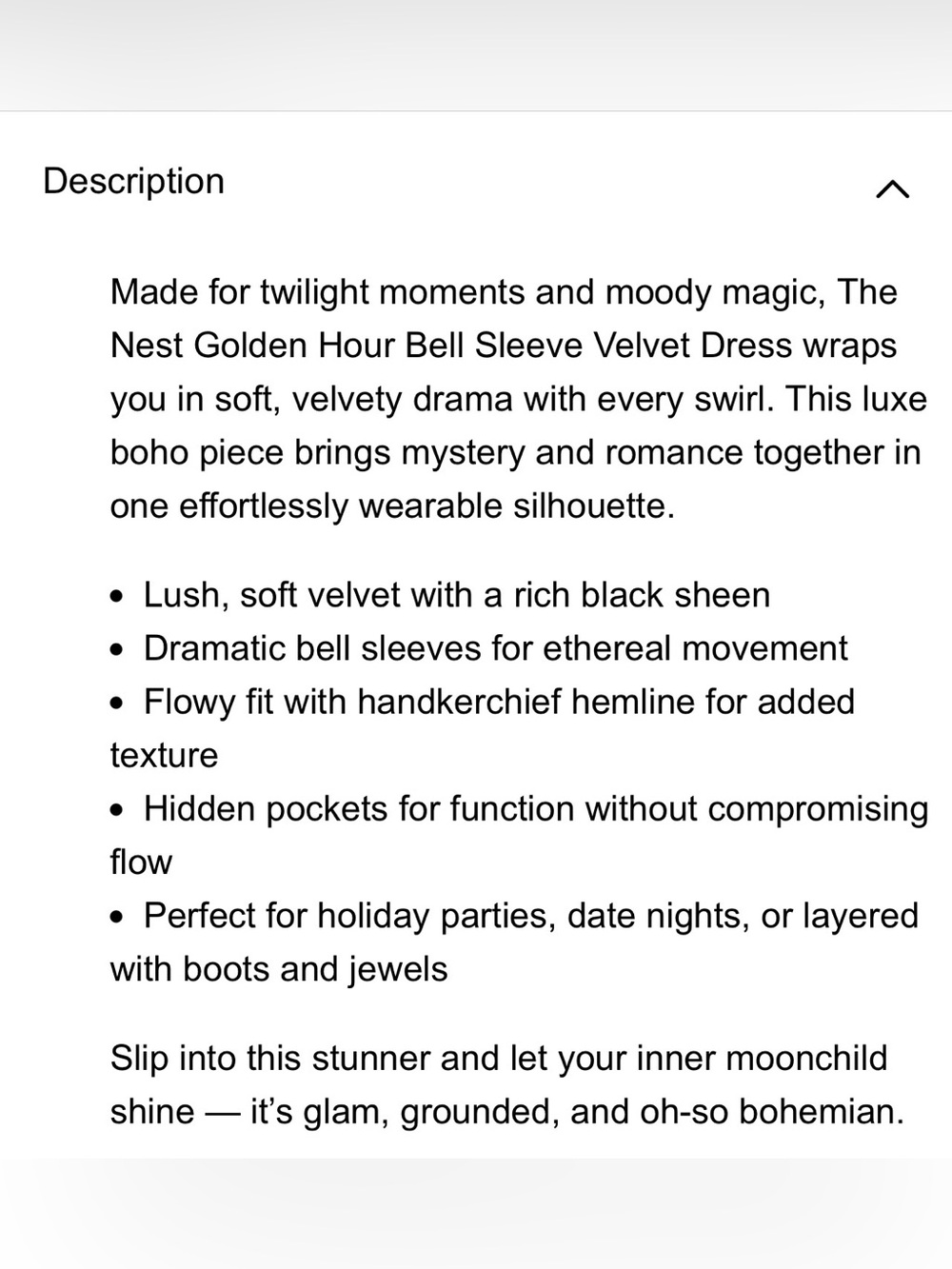 Golden Hour Bell Sleeved Black Velvet Mini Dress New Medium - Picture 13 of 13